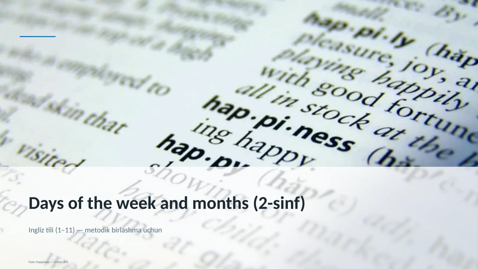 Days of the week and months (2-sinf)