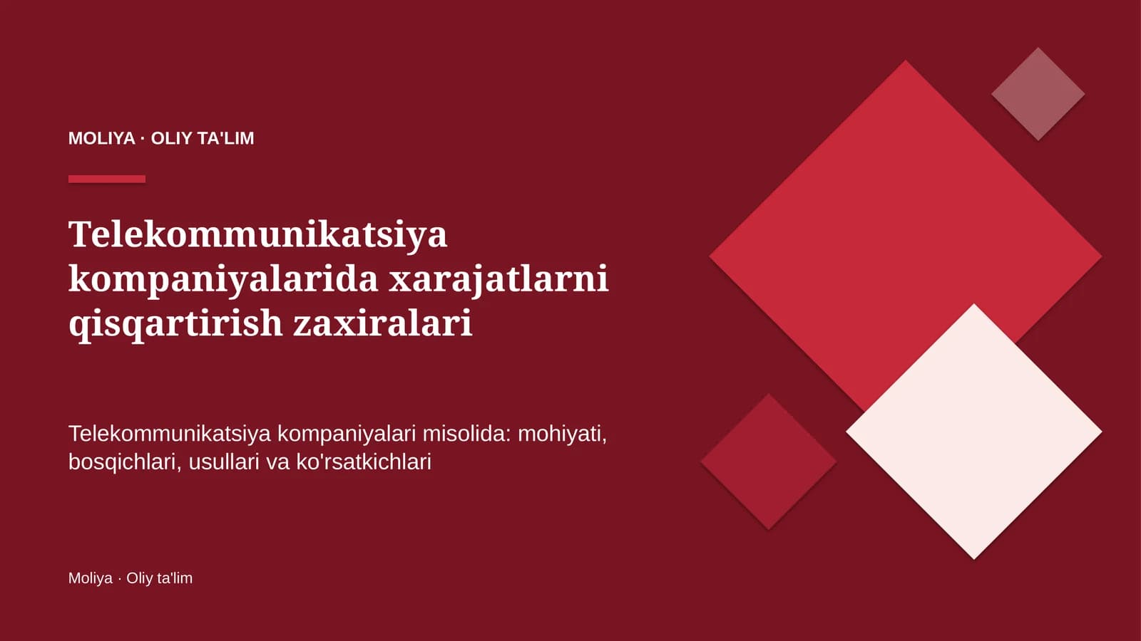 telekommunikatsiya kompaniyalarida xarajatlarni qisqartirish zaxiralari 2244
