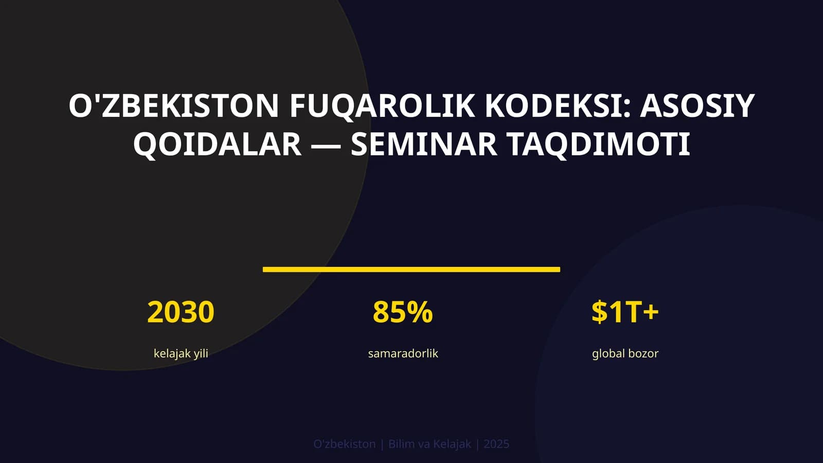 O'zbekiston fuqarolik kodeksi: asosiy qoidalar — seminar taqdimoti