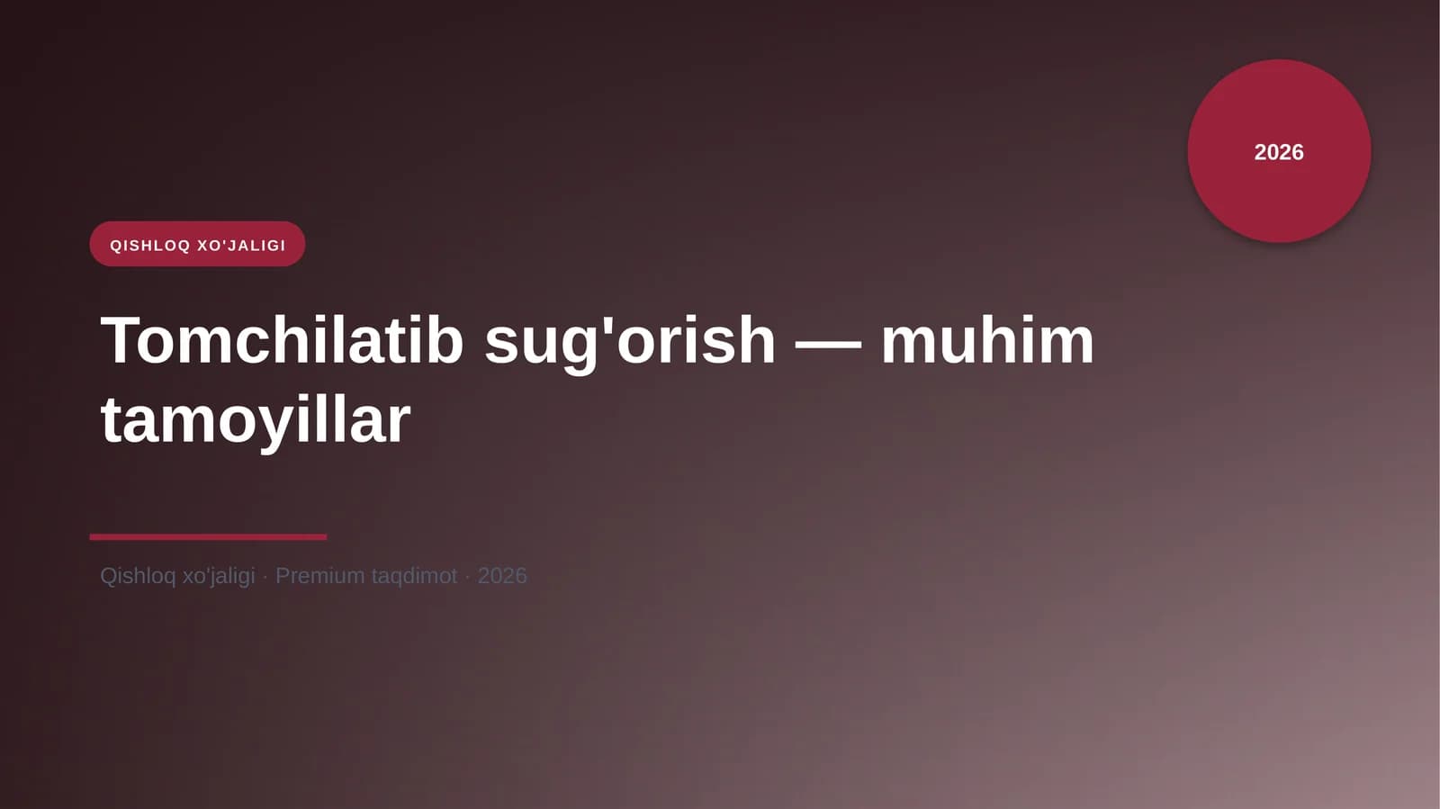Tomchilatib sug'orish — muhim tamoyillar