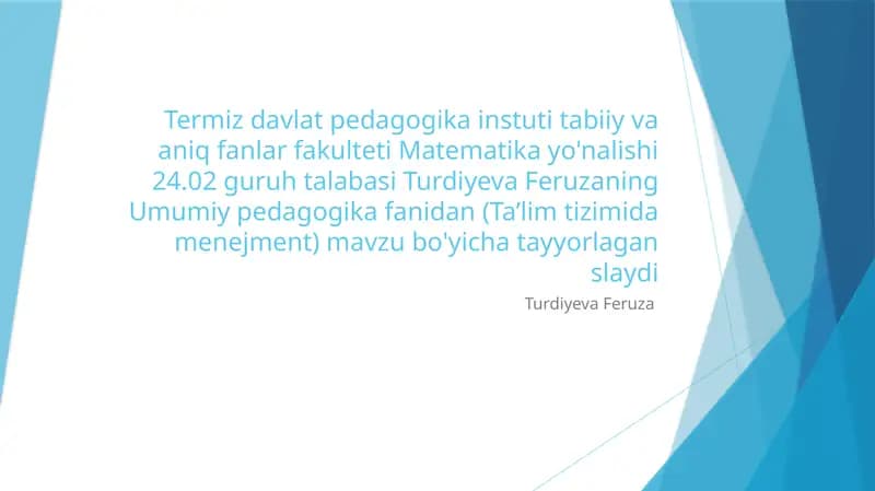 Ta’lim Tizimi Dasturi