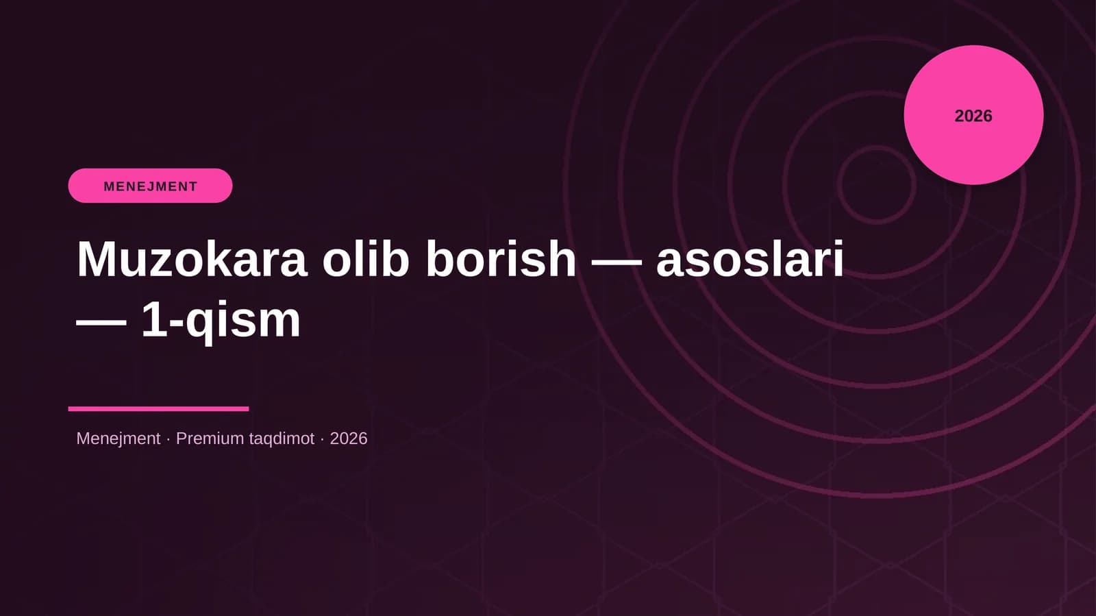 Muzokara olib borish — asoslari — 1-qism