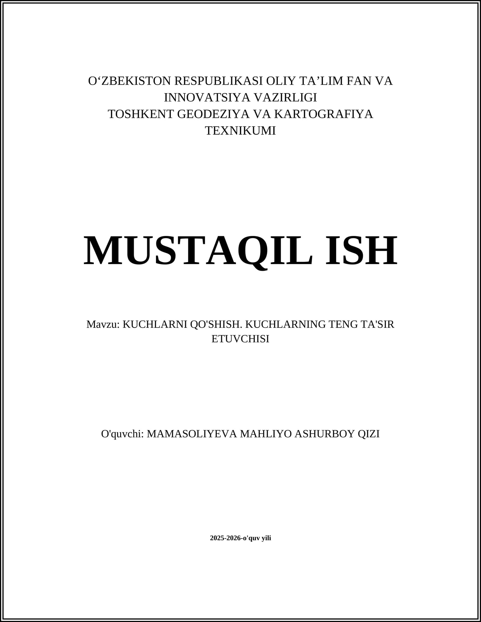 Kuchlarni Qo'shish