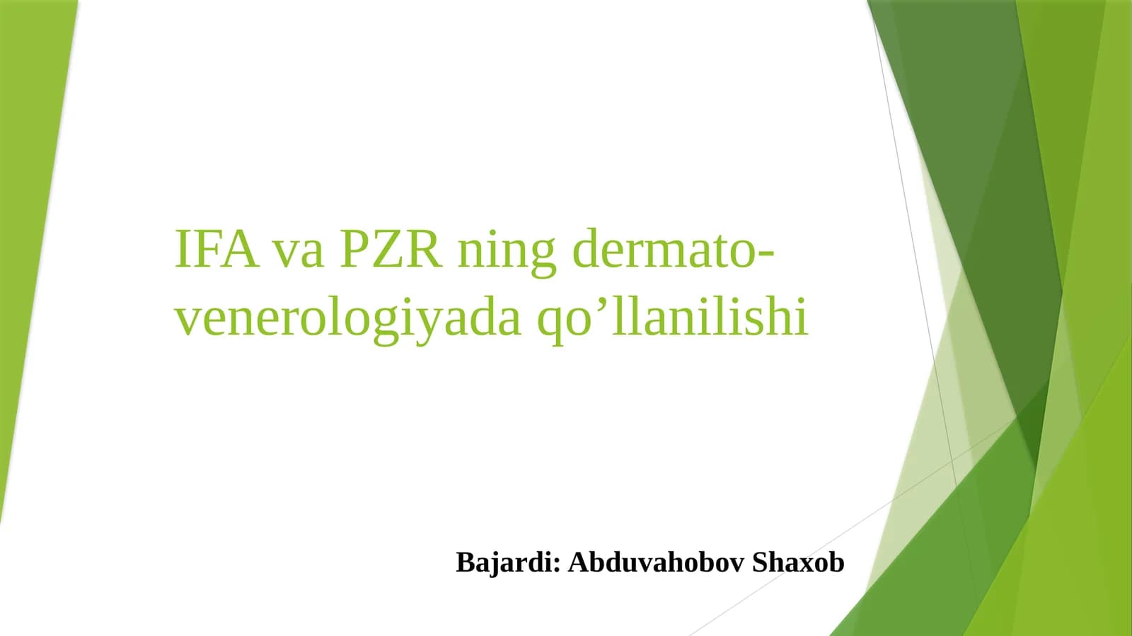 IFA va PZRning dermato-venerologiyada qo'llanilishi