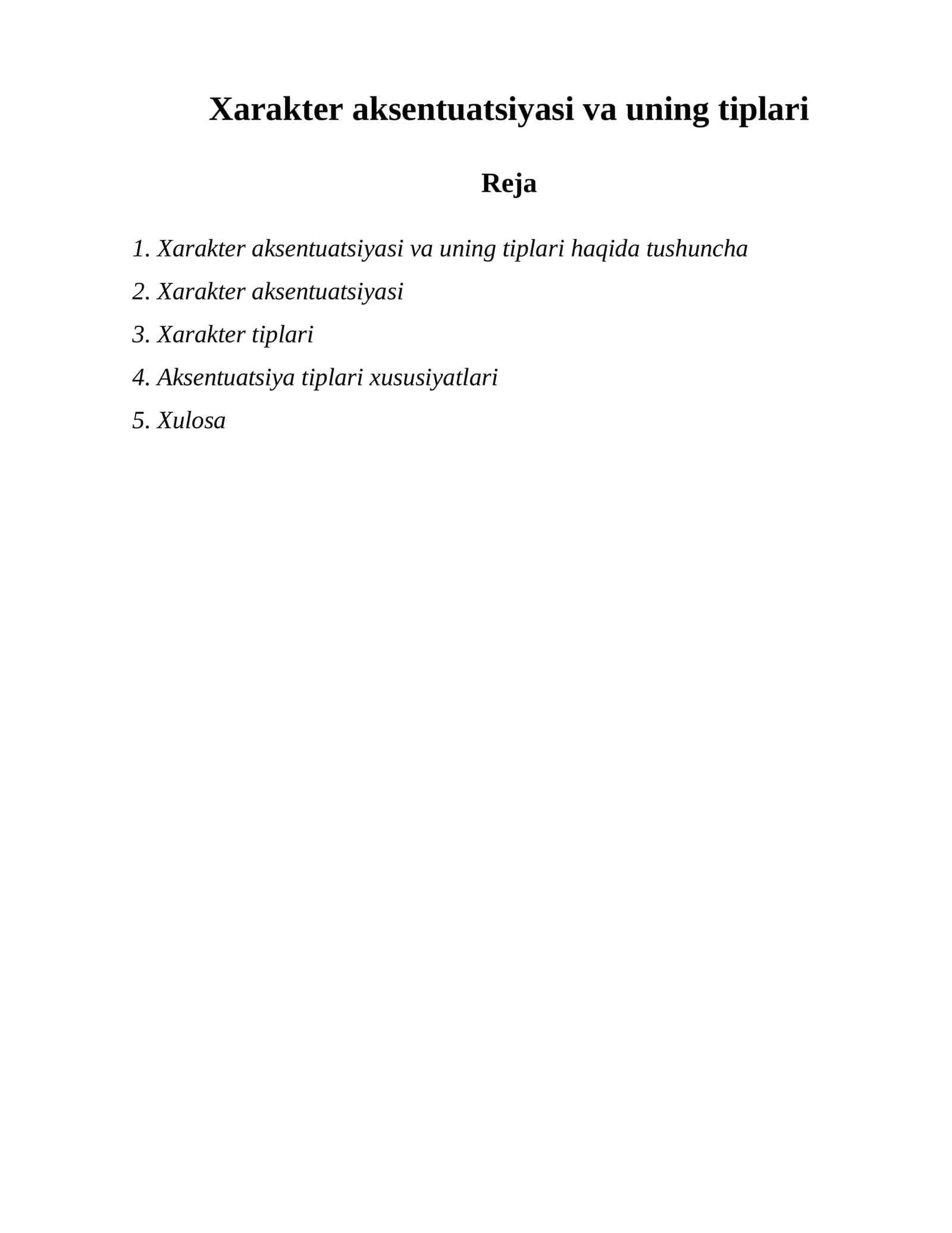 Xarakter aksentuatsiyasi va uning tiplari