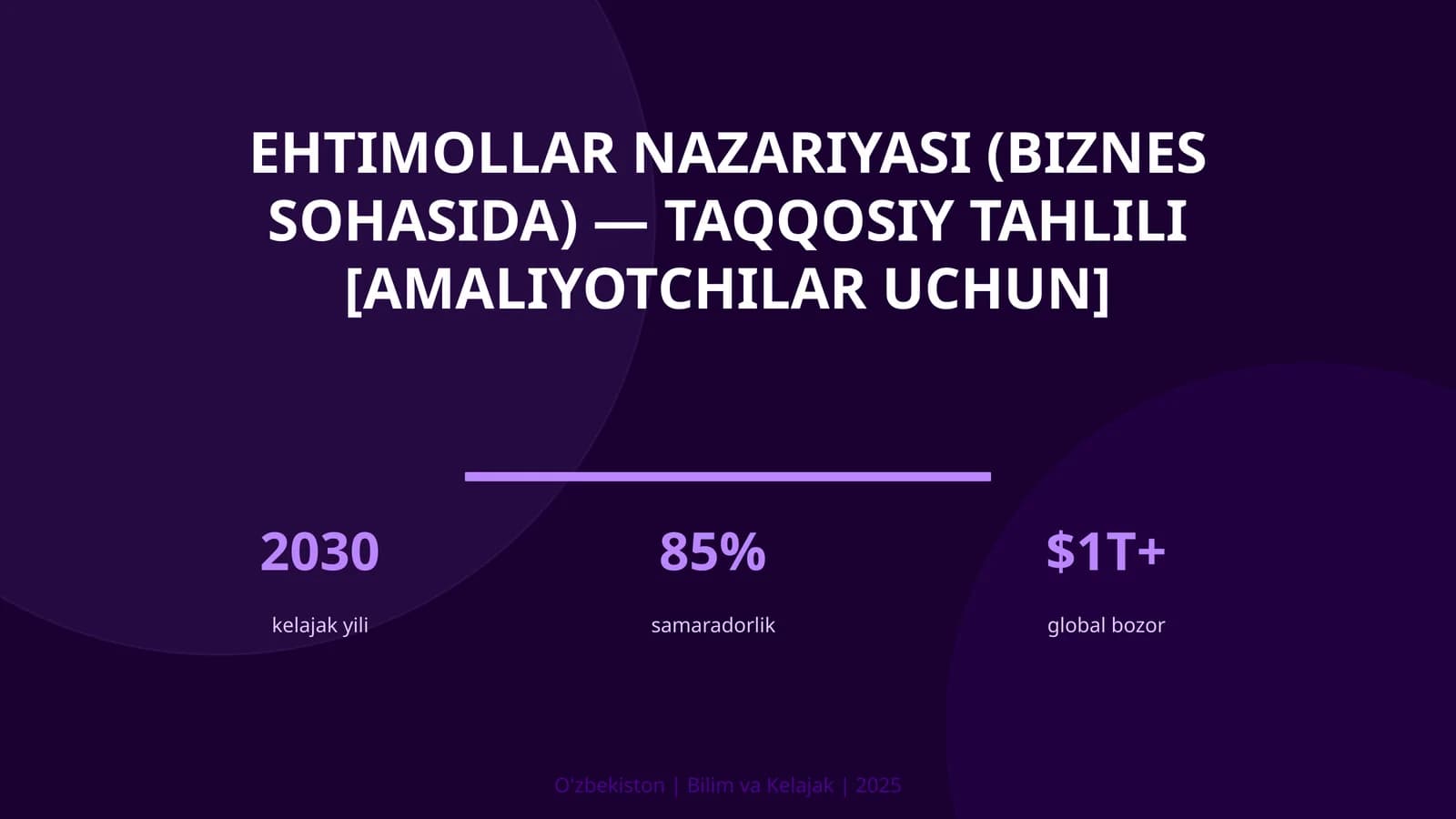 Ehtimollar nazariyasi (biznes sohasida) — taqqosiy tahlili [amaliyotchilar uchun]