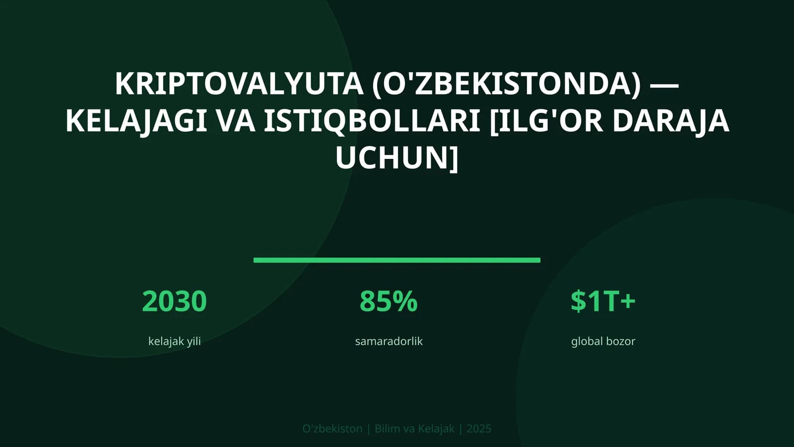 Kriptovalyuta (O'zbekistonda) — kelajagi va istiqbollari [ilg'or daraja uchun]