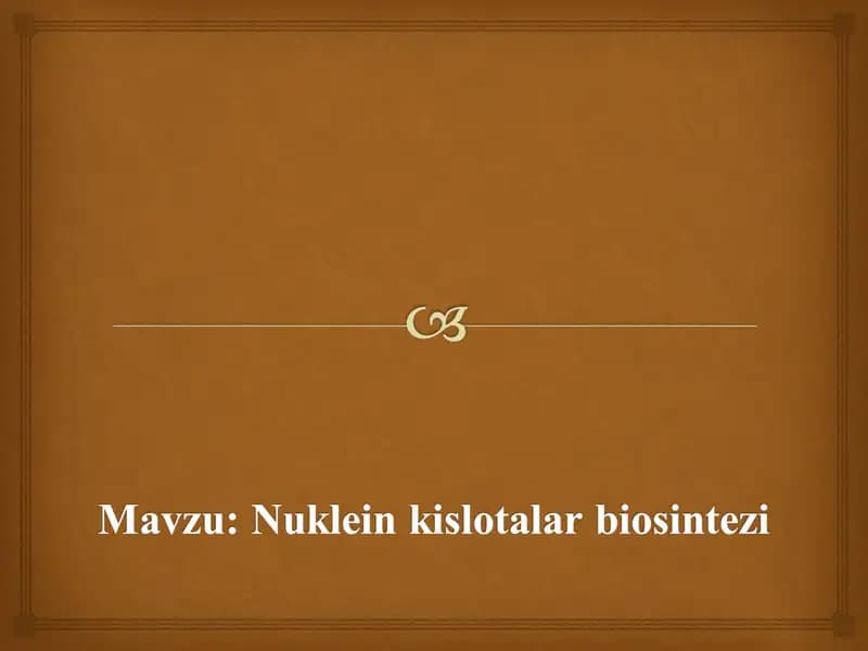nuklein kislotalar biosintezi