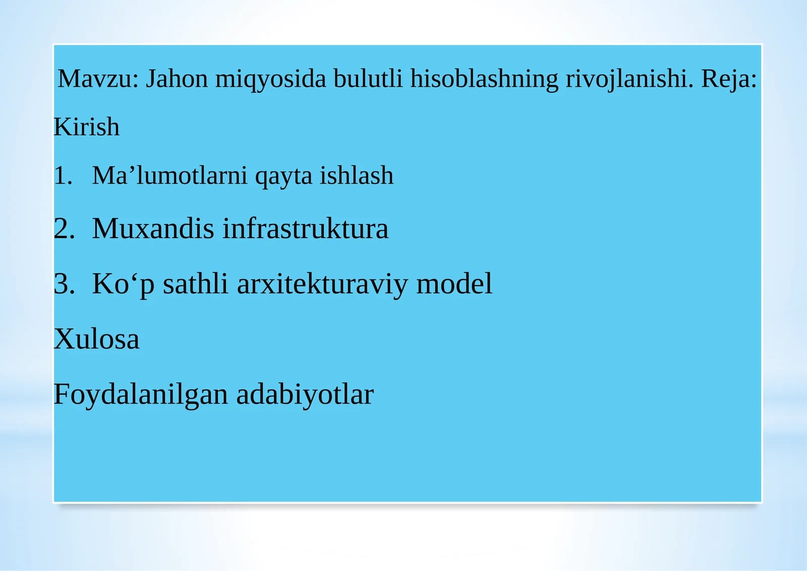 Jahon miqyosida bulutli hisoblashning rivojlanishi