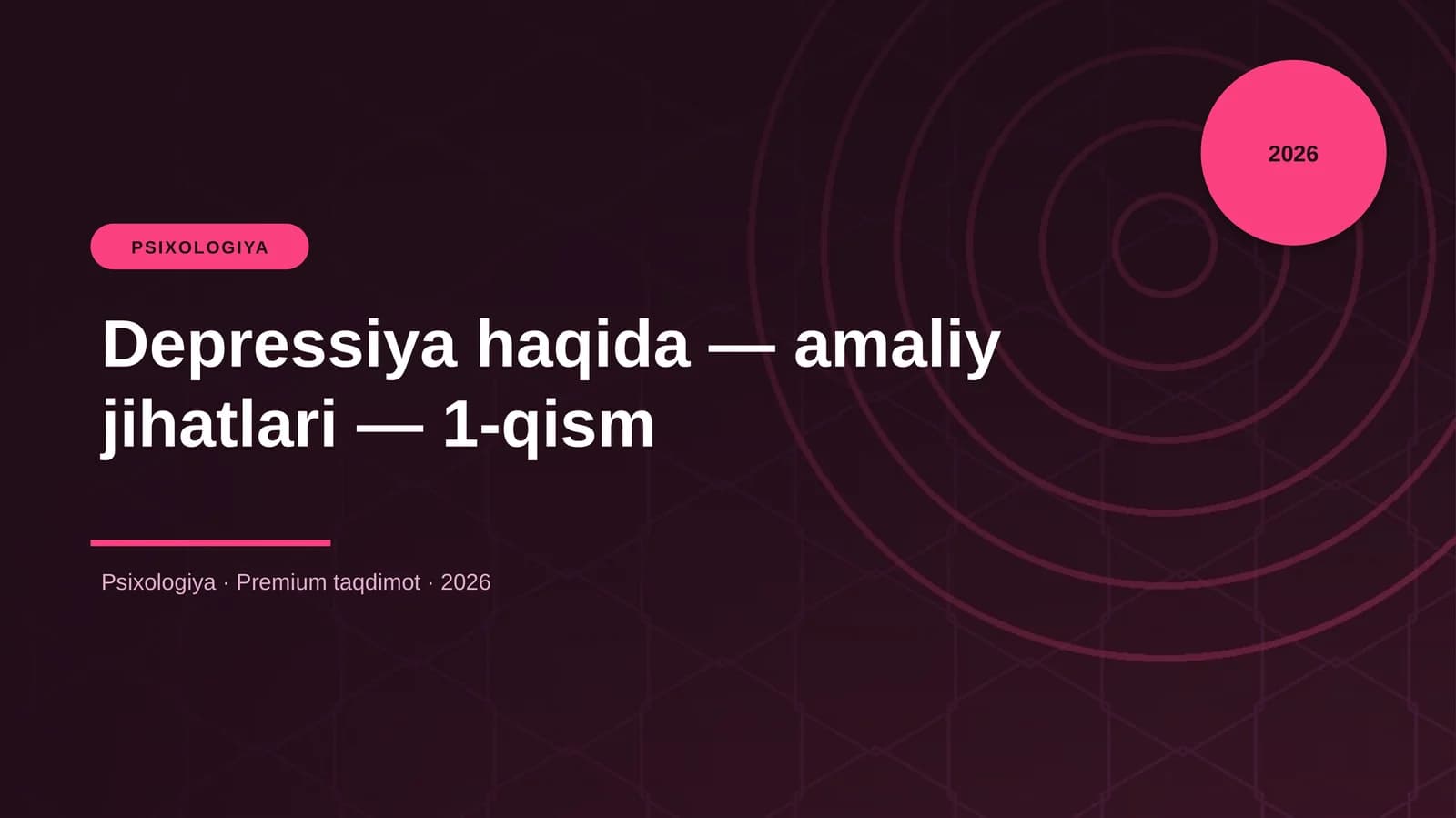 Depressiya haqida — amaliy jihatlari — 1-qism