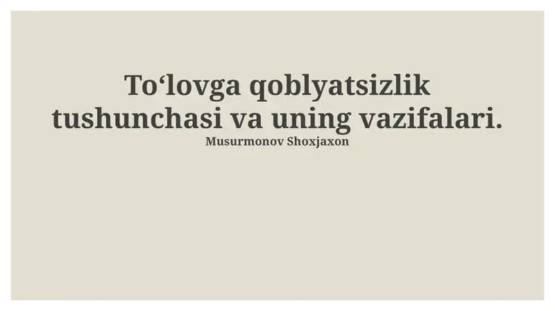 Bankrotlik tushunchasi va belgilari