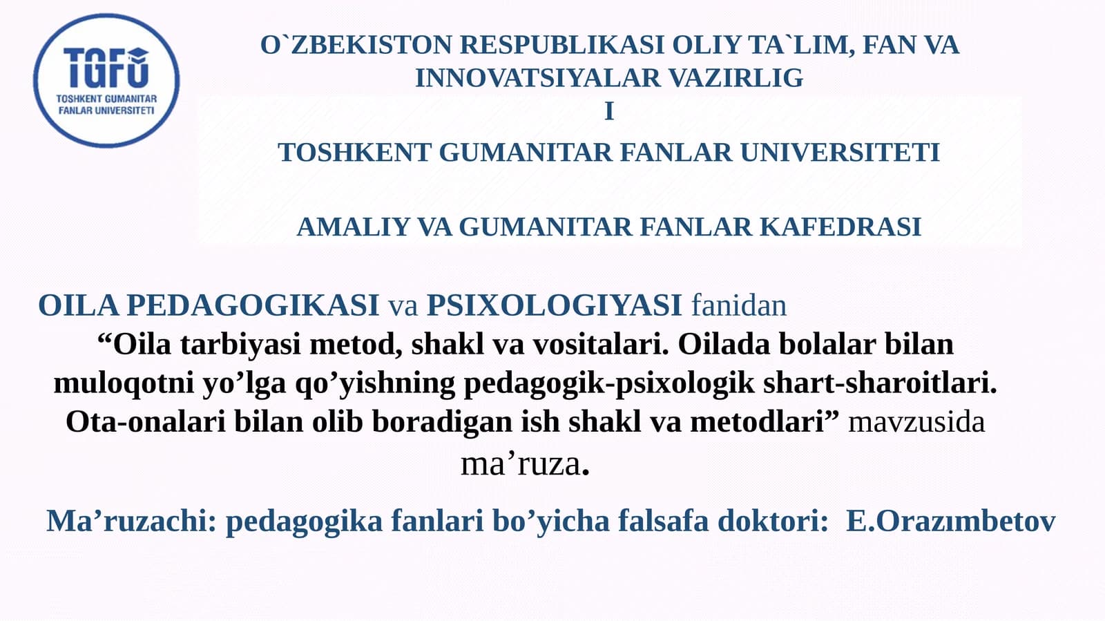 OILA PEDAGOGIKASI