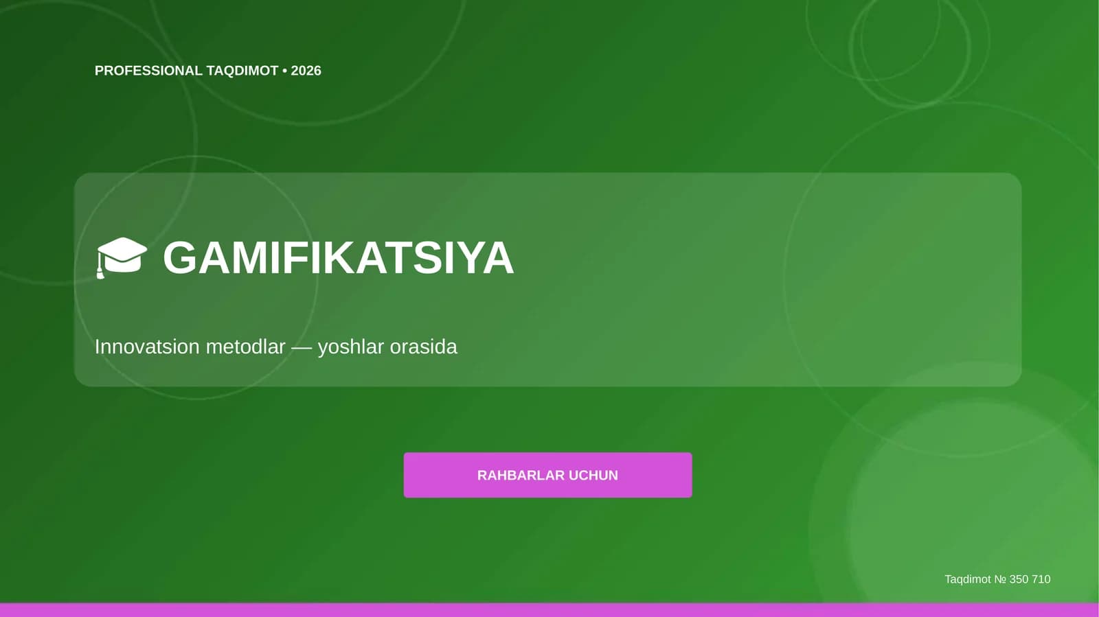 Gamifikatsiya: innovatsion metodlar (yoshlar orasida) [rahbarlar uchun]