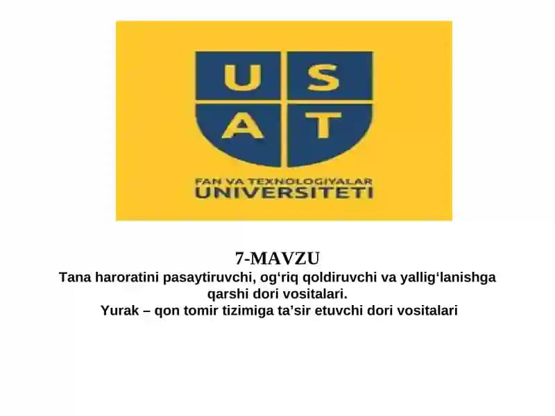 Yurak – qon tomir tizimiga taʼsir etuvchi dori vositalari