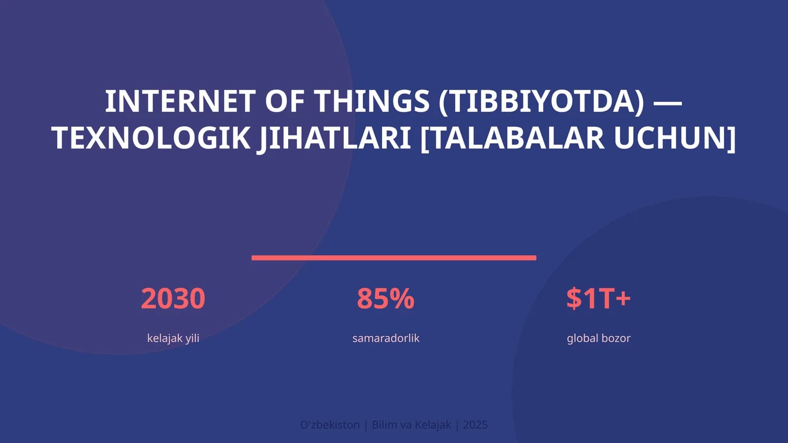 Internet of Things (Tibbiyotda) — Texnologik Jihatlari [Talabalar Uchun]