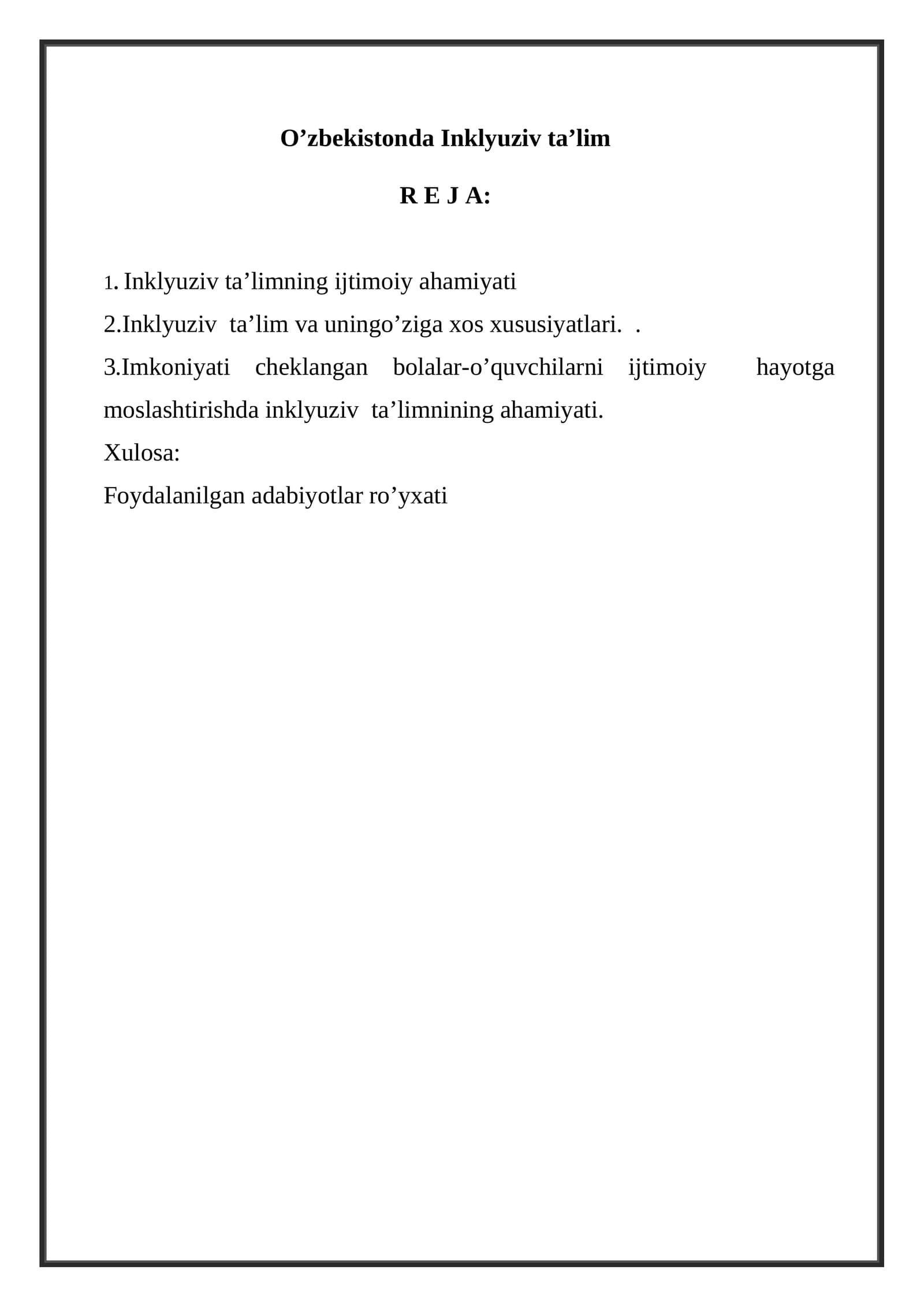Maxsus ehtiyojli bolalar ta’lim tarbiyasi
