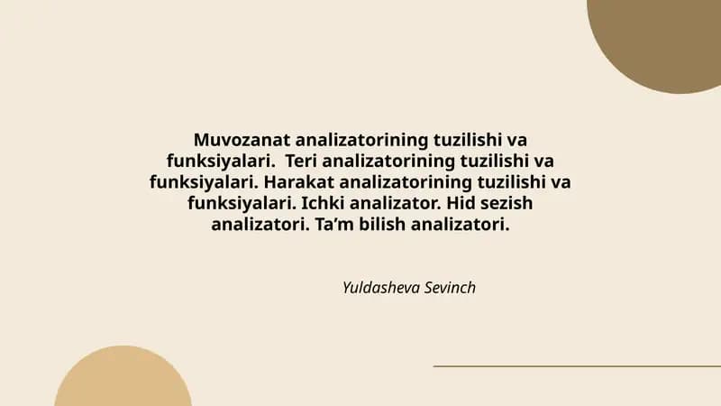 Muvozanat analizatorining tuzilishi va funksiyalari