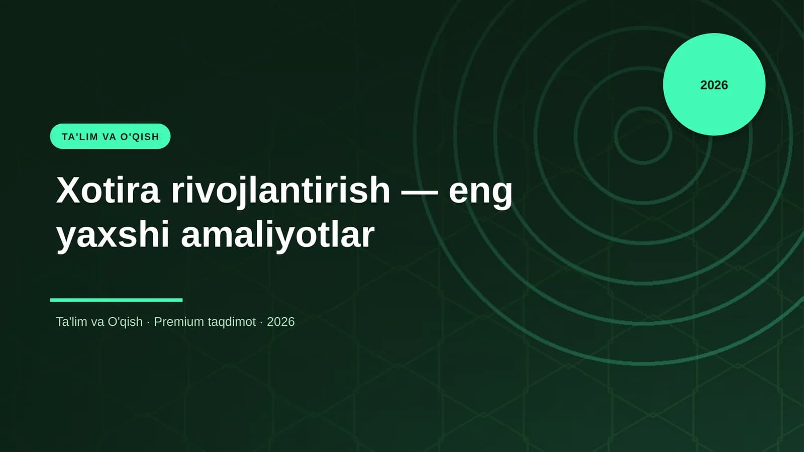 Xotira rivojlantirish — eng yaxshi amaliyotlar