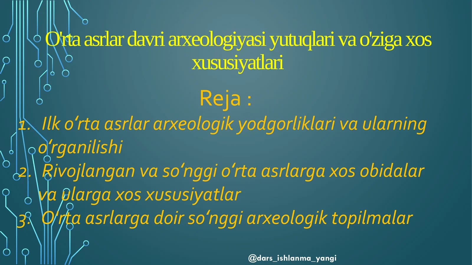 O'rtaasrlar Davri Arxeologiyasi Yutuqlari va O'ziga Xos Xususiyatlari