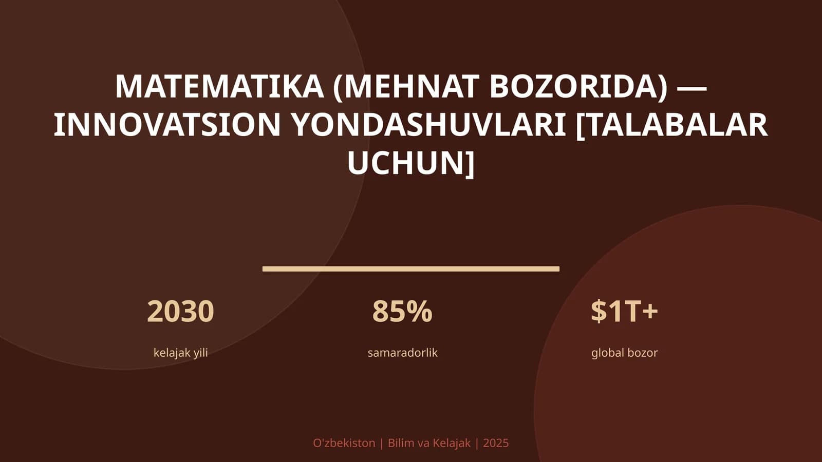 Matematika (mehnat bozorida) — innovatsion yondashuvlari [talabalar uchun]