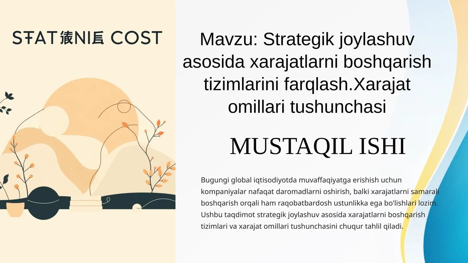 Strategik Joylashuv Asosida Xarajatlarni Boshqarish Tizimlari