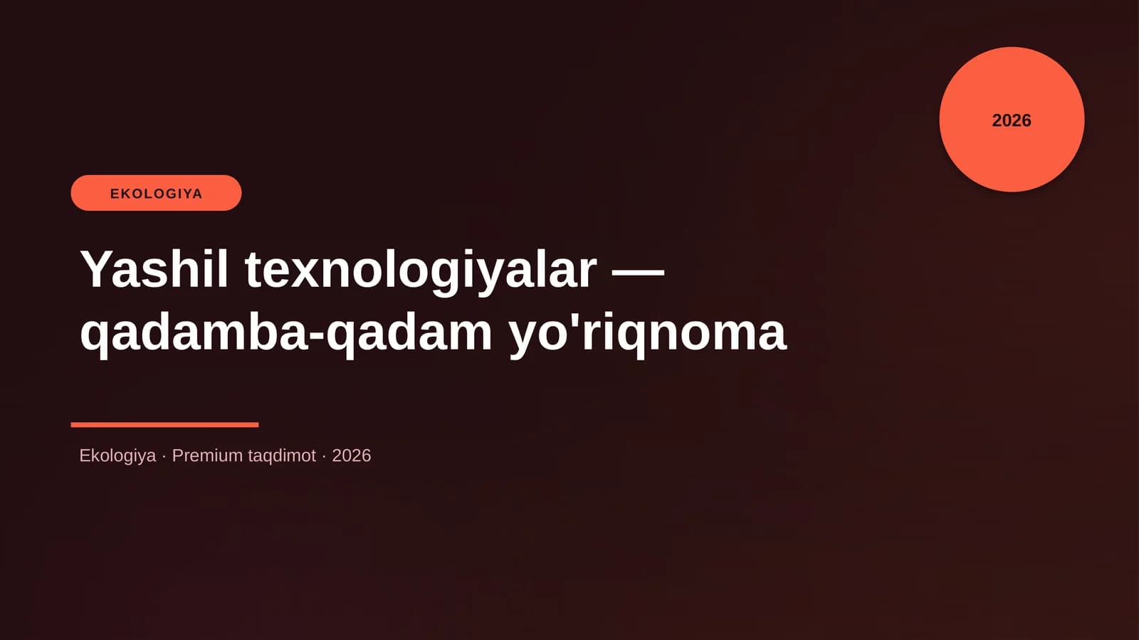 Yashil texnologiyalar — qadamba-qadam yo'riqnoma