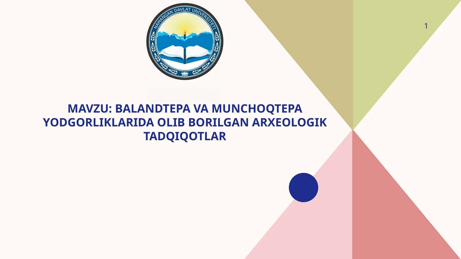 Balandtepa va Munchoqtepa yodgorliklarida olib borilgan arxeologik tadqiqotlar