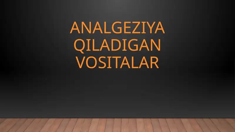 Analgeziya qiladigan vositalar