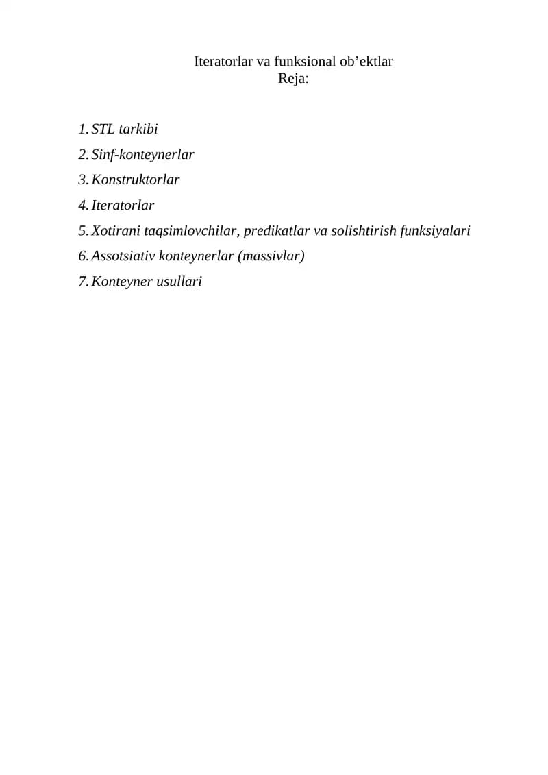 Iteratorlar va funksional ob’ektlar