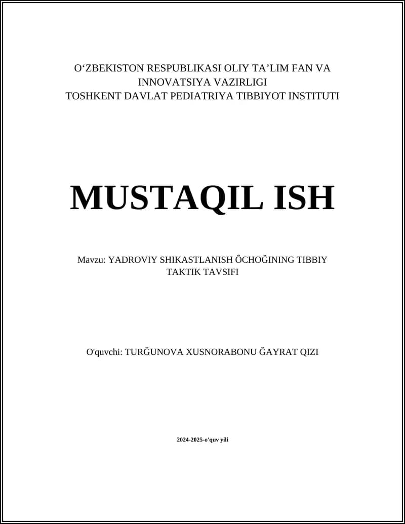 Yadroviý shikastlanish ôchoġining tibbiy taktil tavsifi