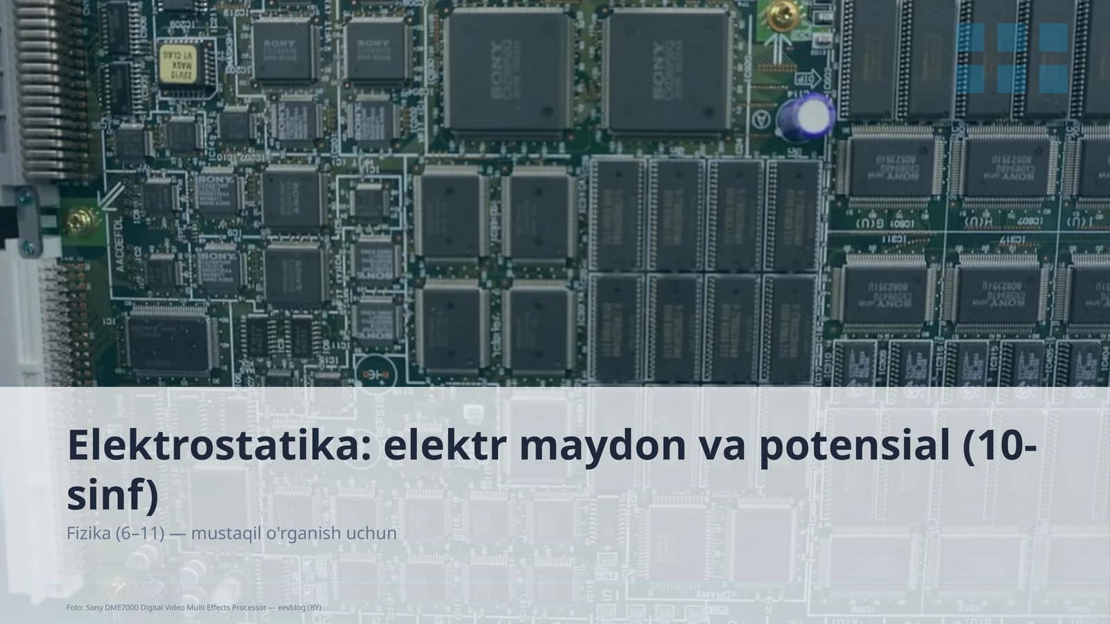 Elektrostatika: elektr maydon va potensial (10-sinf)