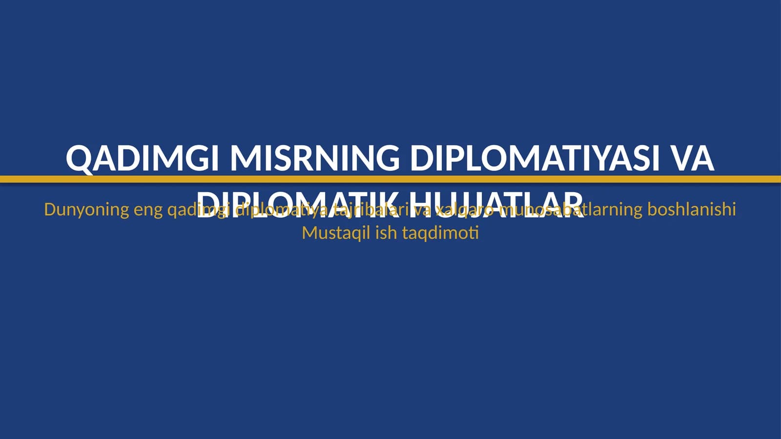 Qadimgi Misrning diplomatiyasi va diplomatik hujjatlar