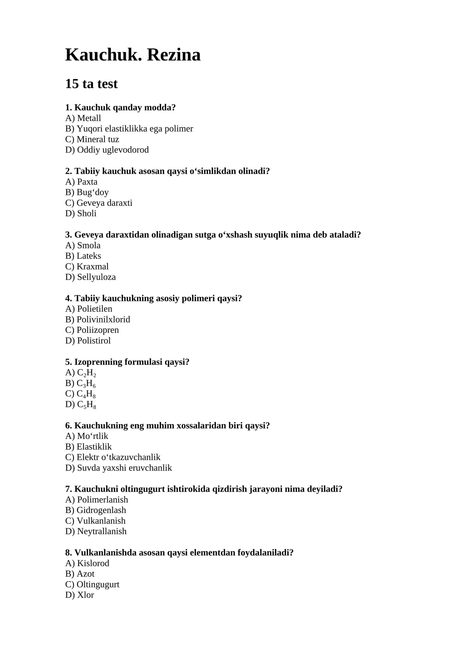 Kauchuk. Rezina