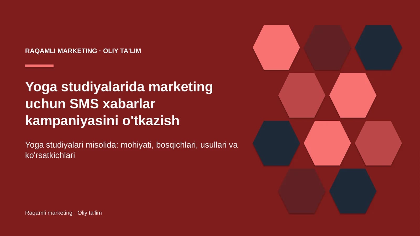yoga studiyalarida marketing uchun sms xabarlar kampaniyasini o'tkazish 9120