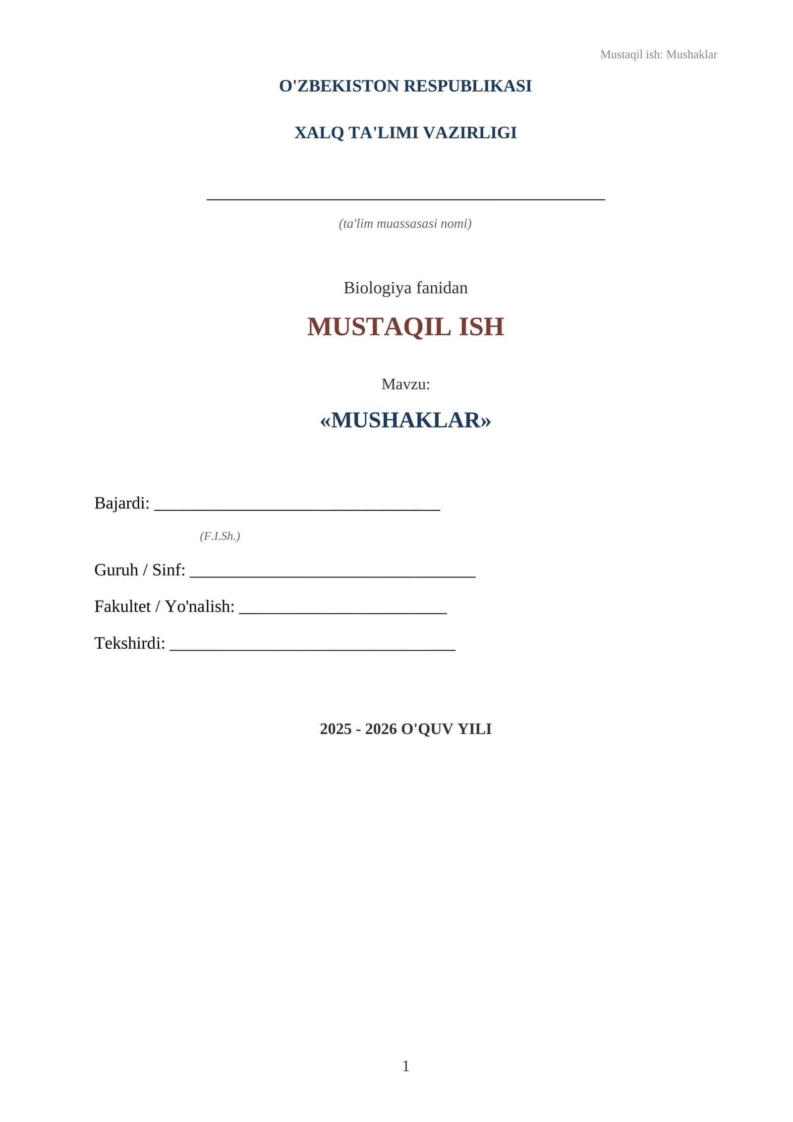 Muskullar mustaqil ish