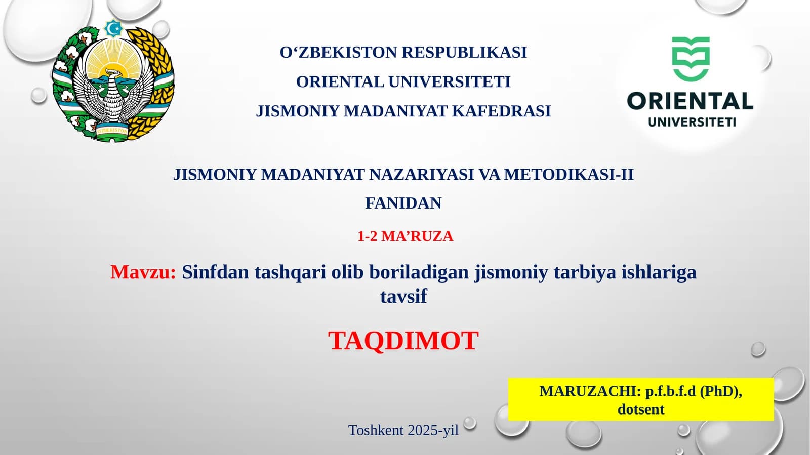 Sinfdan tashqari olib boriladigan jismoniy tarbiya ishlarigatavsif