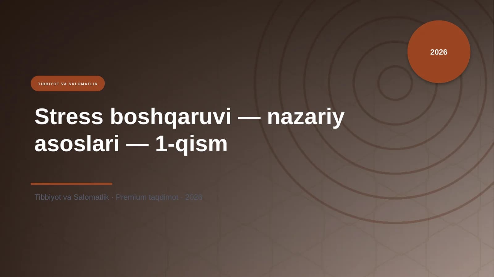 Stress boshqaruvi — nazariy asoslari — 1-qism