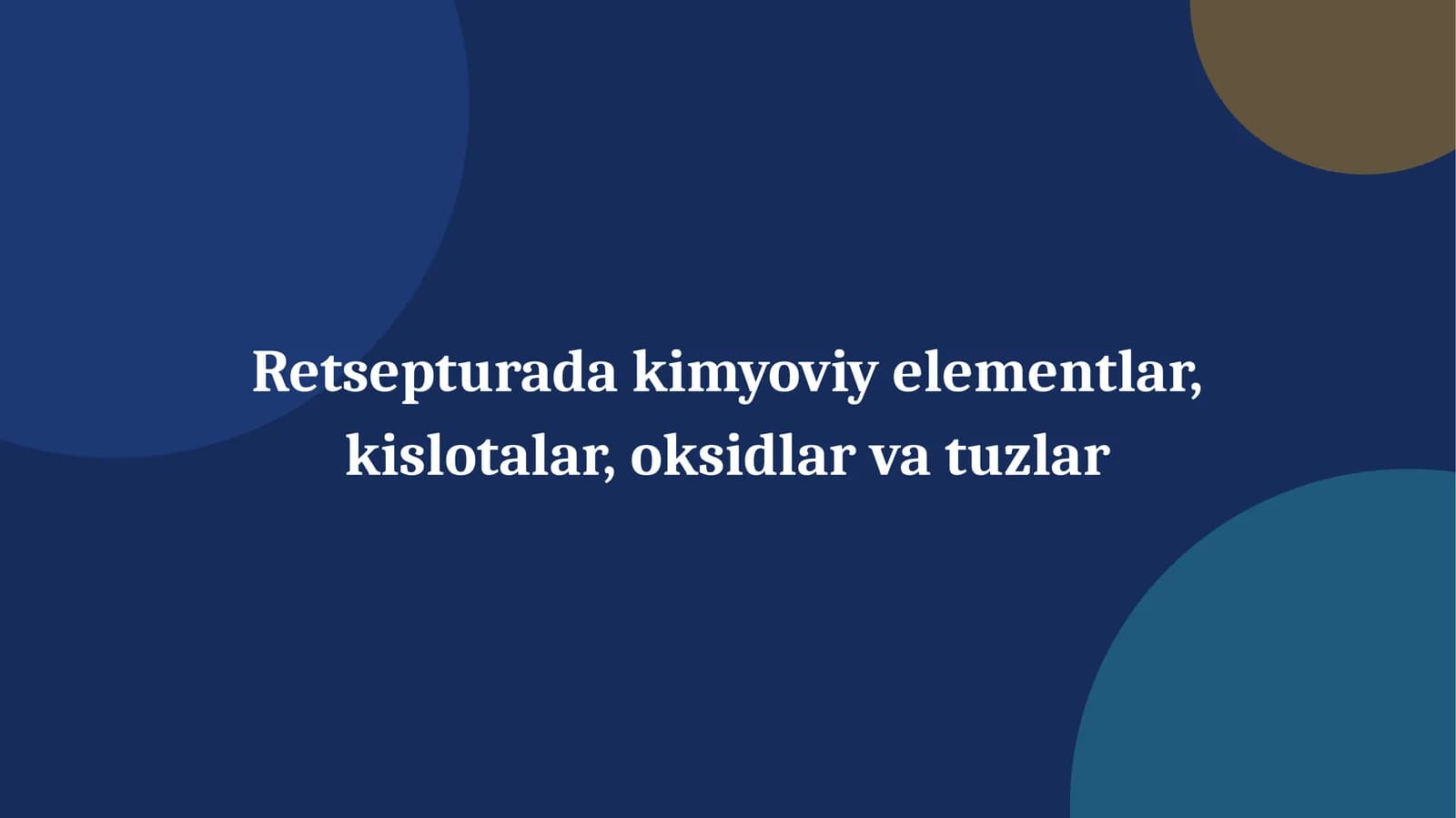 Retsepturada kimyoviy elementlar