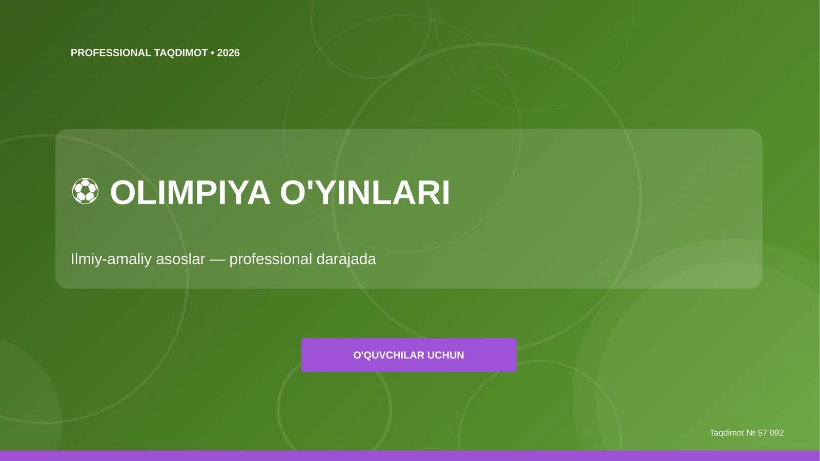 Olimpiya o'yinlari: ilmiy-amaliy asoslar (professional darajada) [o'quvchilar uchun]