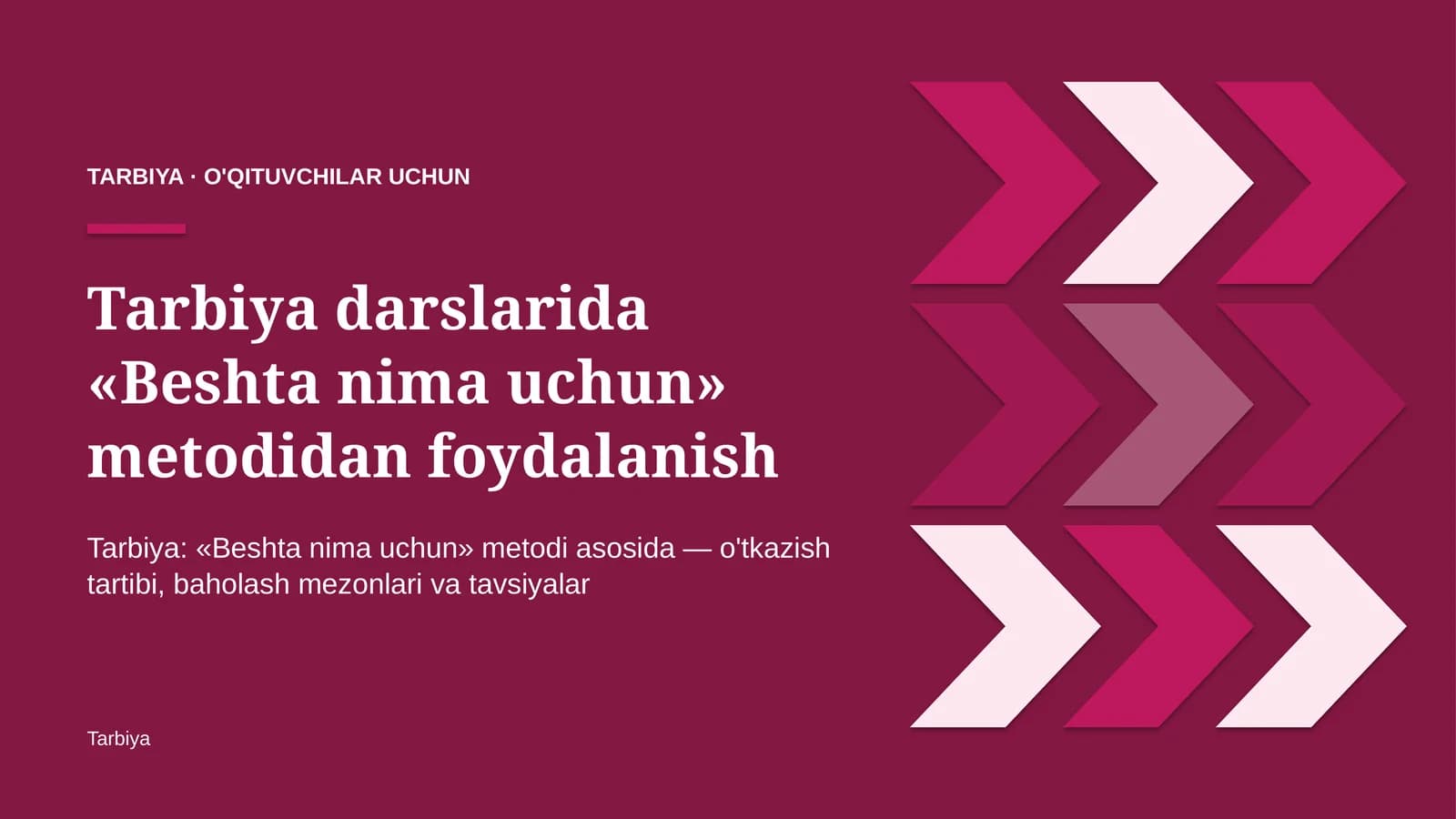 tarbiya darslarida beshta nima uchun metodidan foydalanish 4069