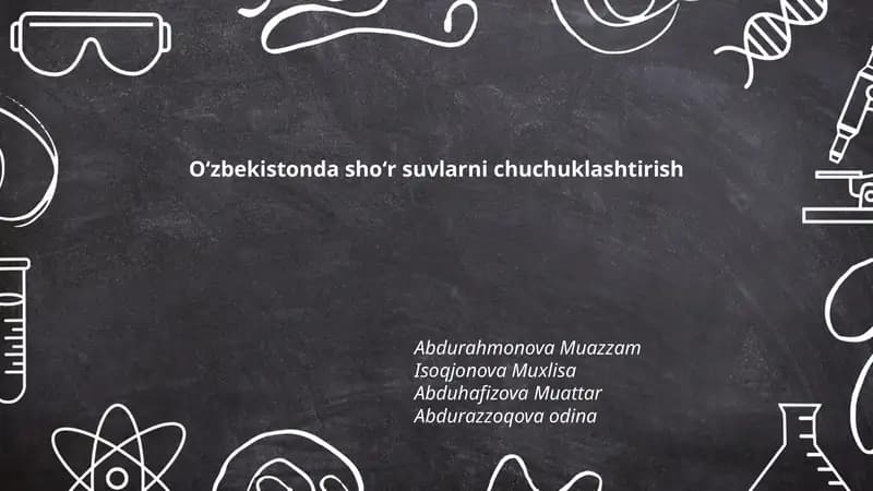 Oʻzbekistonda shoʻr suvlarni chuchuklashtirish