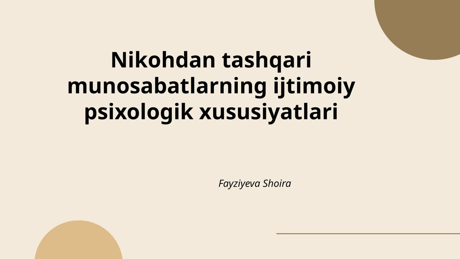 Nikohdan tashqari munosabatlarning ijtimoiy psixologik xususiyatlari