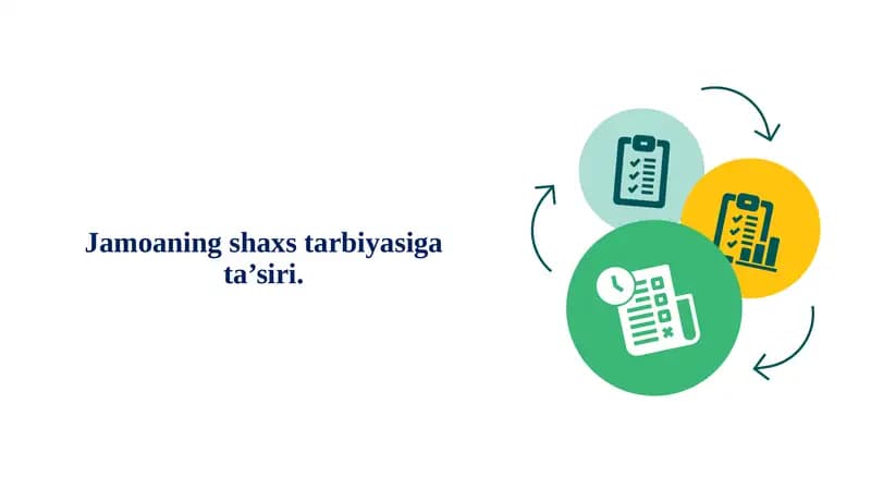Jamoaning shaxs tarbiyasiga ta’siri.