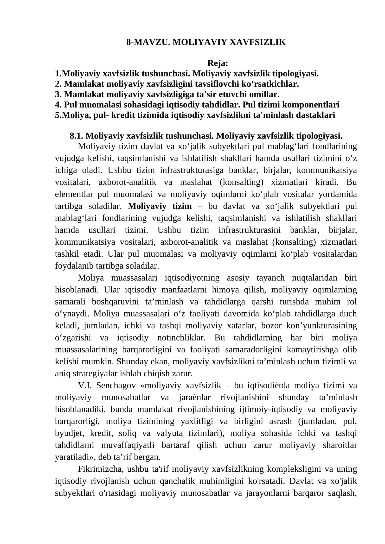 Moliyaviy xavfsizlik