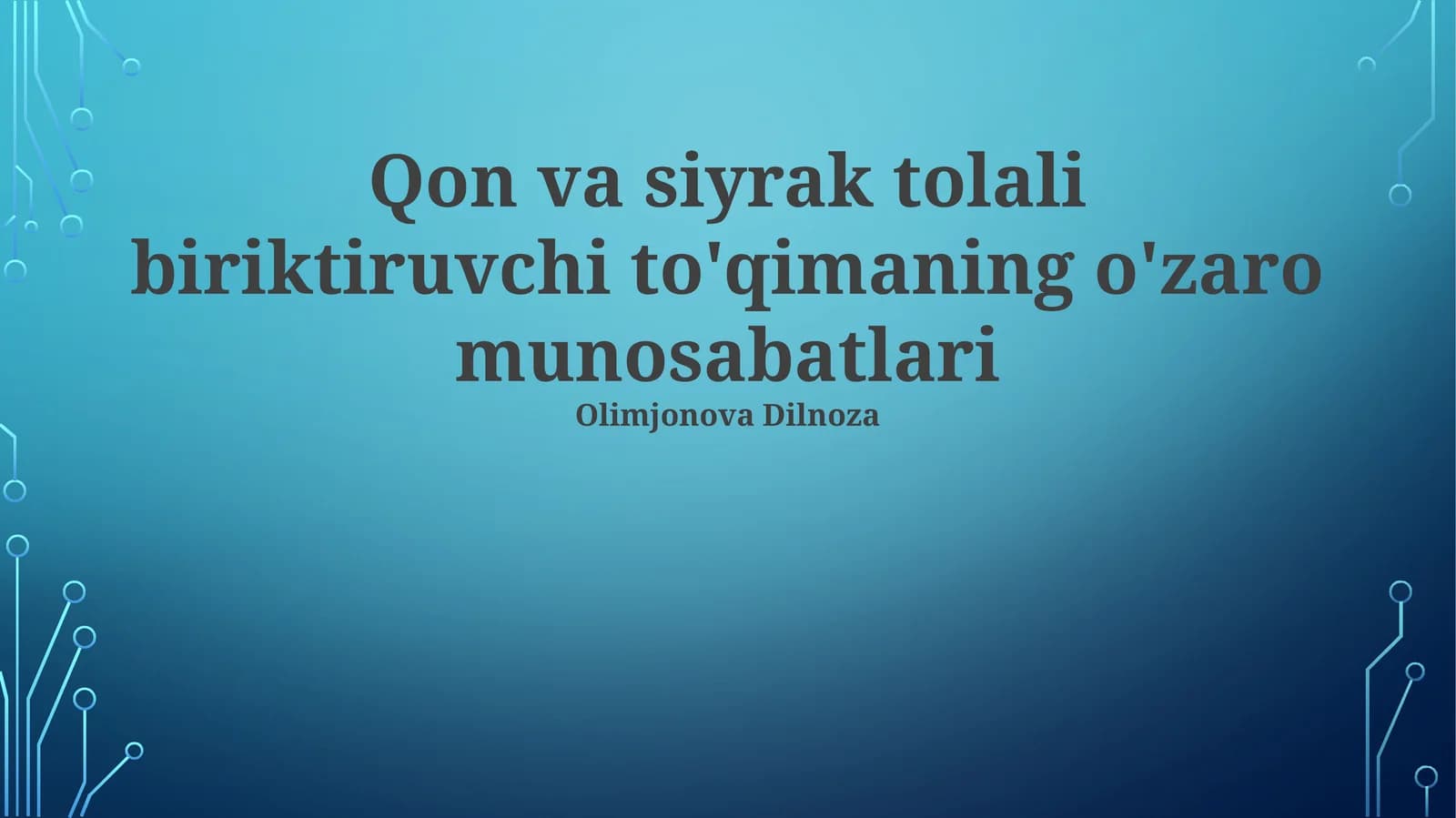 Qon va siyrak tolali biriktiruvchi to'qimaning o'zaro munosabatlari