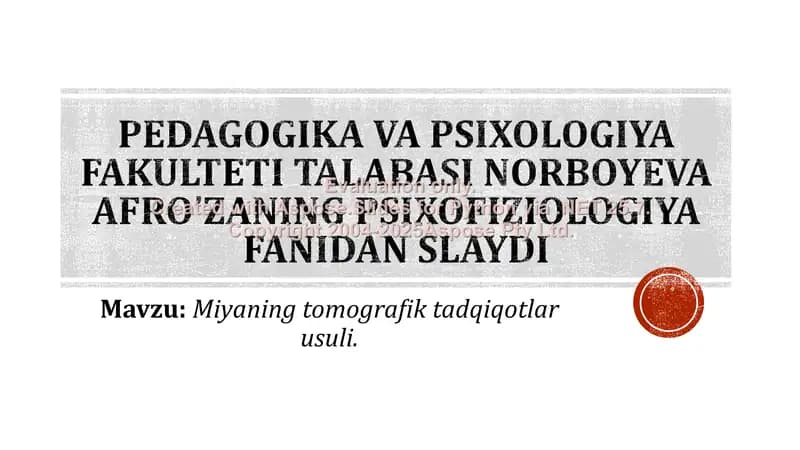 Psixofiziologiya fani darslik slaydi