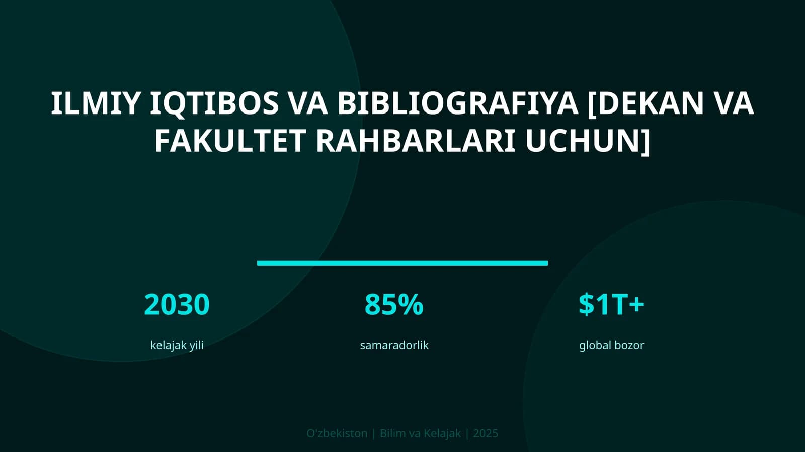 Ilmiy iqtibos va bibliografiya [dekan va fakultet rahbarlari uchun]