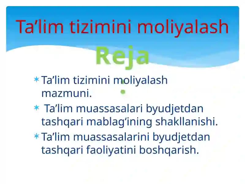 Ta’lim Tizimini Maliyalash