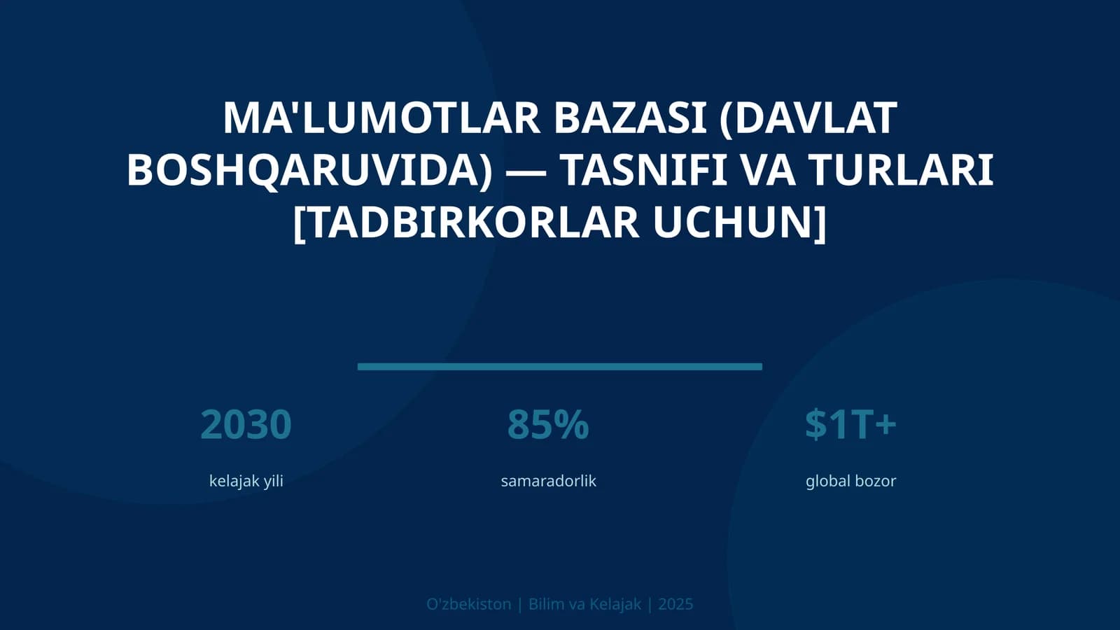 MA'LUMOTLAR BAZASI (DAVLAT BOSHQARUVIDA) — TASNIFI VA TURLARI [TADBIRKORLAR UCHUN]