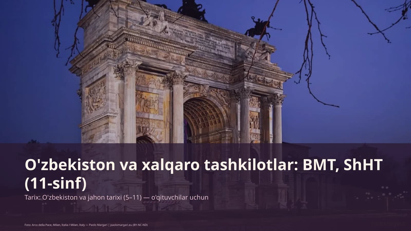 O'zbekiston va xalqaro tashkilotlar: BMT, ShHT (11-sinf)
